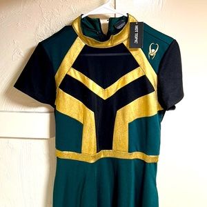 Her Universe Marvel Loki Mock Neck Mesh Inset Panel Dress